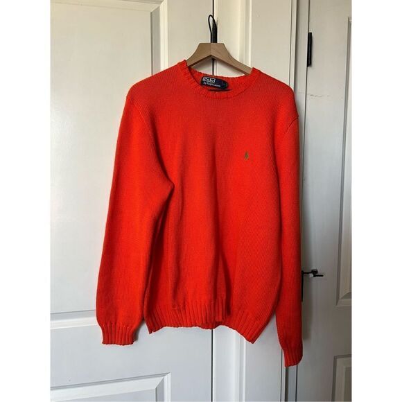 Ralph Lauren mens orange pullover sweater size large Q486